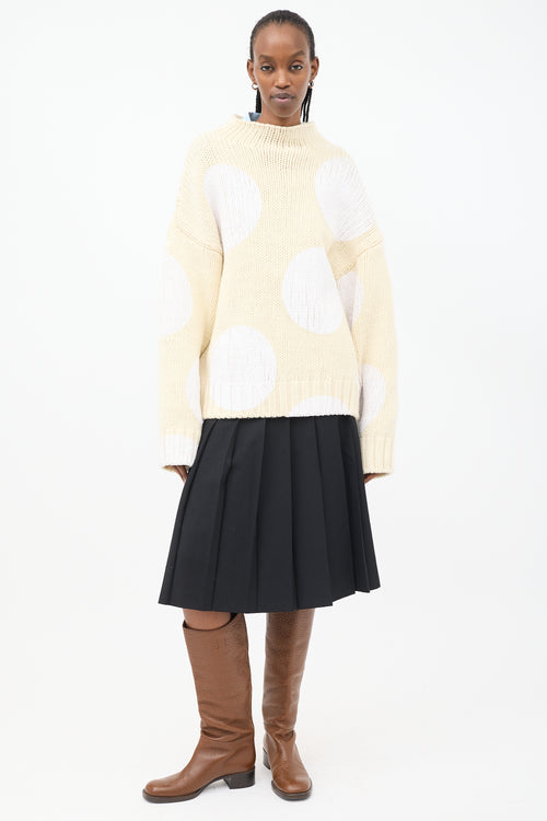 Sportmax Cream & White Wool Painted Polka Dot Sweater