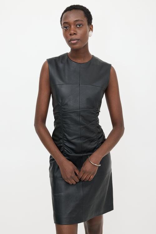 Sportmax Leather Ruched Kastel Dress