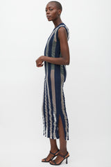 Sportmax Navy & White Striped Sheer Dress