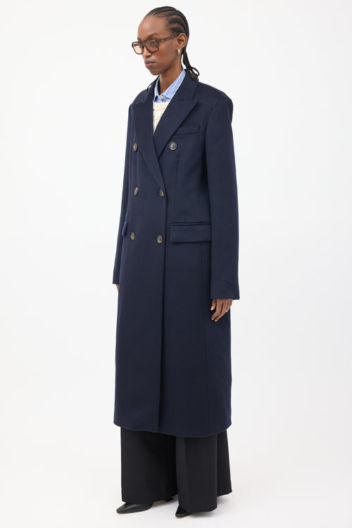 Sportmax Navy Wool Double Breasted Insulated Coat