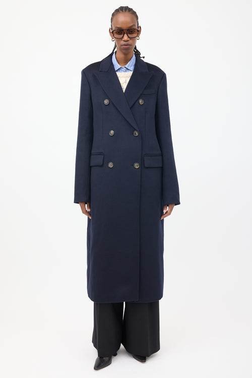 Sportmax Navy Wool Double Breasted Insulated Coat