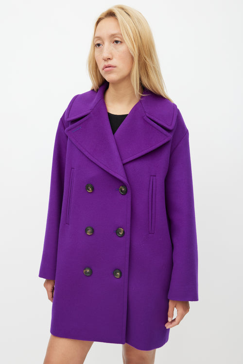 Sportmax Purple Wool Double Breasted Coat