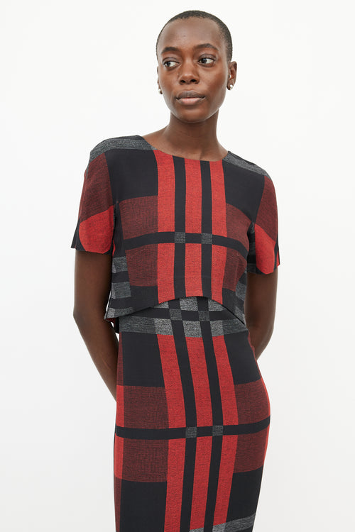 Sportmax Red & Multicolour Plaid Dress