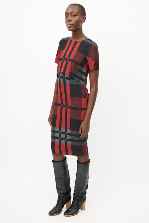 Sportmax Red & Multicolour Plaid Dress