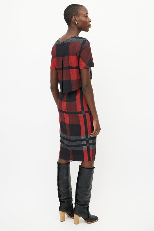 Sportmax Red & Multicolour Plaid Dress