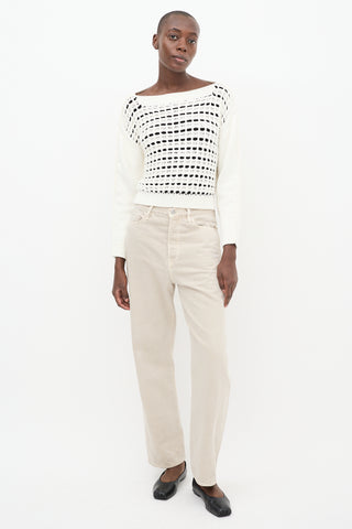 Sportmax White & Black Cage Knit Sweater