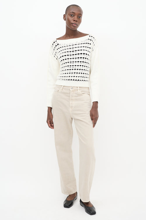 Sportmax White & Black Cage Knit Sweater