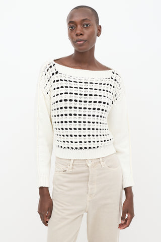 Sportmax White & Black Cage Knit Sweater