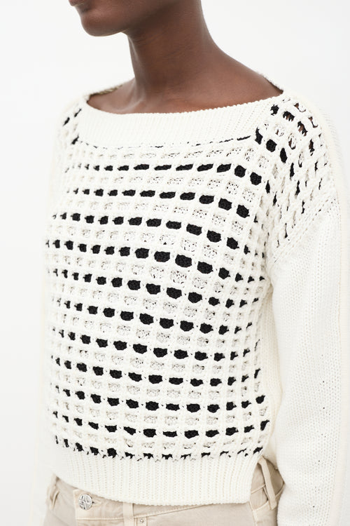 Sportmax White & Black Cage Knit Sweater