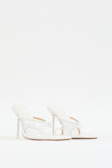 Sportmax White Leather Thong Heeled Sandal