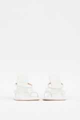 Sportmax White Leather Thong Heeled Sandal