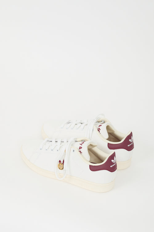 Sporty & Rich X Adidas Originals White & Burgundy Stan Smith Sneaker