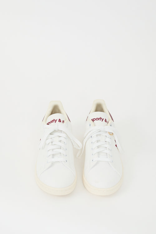 Sporty & Rich X Adidas Originals White & Burgundy Stan Smith Sneaker