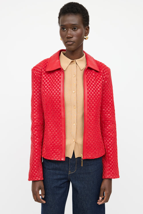 St. John Leather Woven Jacket