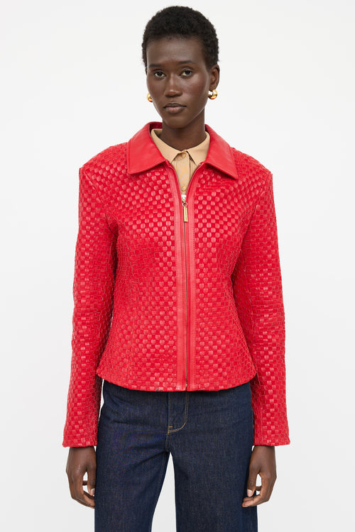 St. John Leather Woven Jacket