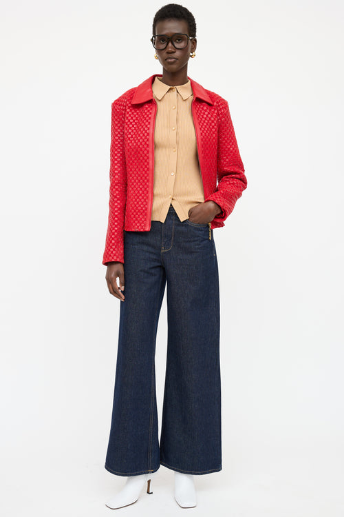 St. John Leather Woven Jacket