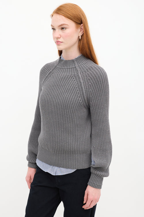 St. Agni Grey Knit Cut Out Sweater