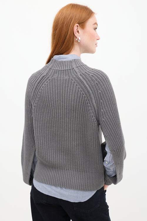 St. Agni Grey Knit Cut Out Sweater