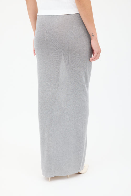 Grey Knit Long Pencil Skirt