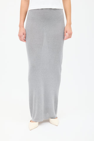 Grey Knit Long Pencil Skirt