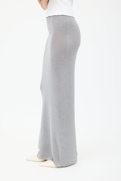 Grey Knit Long Pencil Skirt