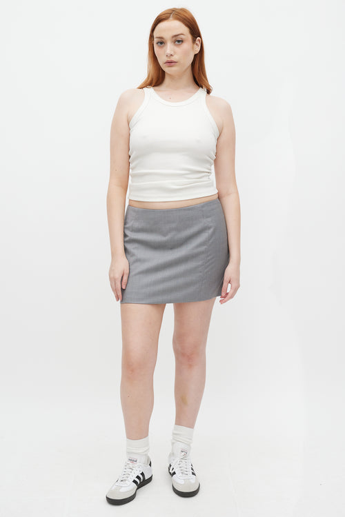 St. Agni Grey Wool Curve Seam Mini Skirt