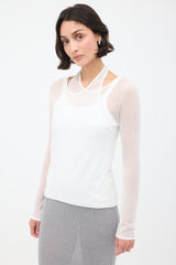 St. Agni White Sheer Halter Long Sleeve Top