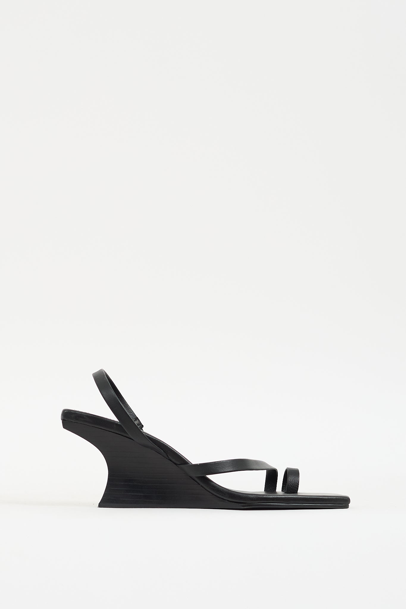 St Agni Black Leather Architectural Wedge Heel VSP Consignment St Agni Black Leather Architectural Wedge Heel VSP Consignment