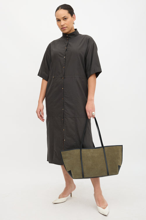 St. Agni Suede & Leather Bateau Tote Bag