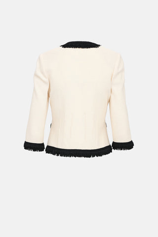 St. John Wool Fringe Trim Blazer