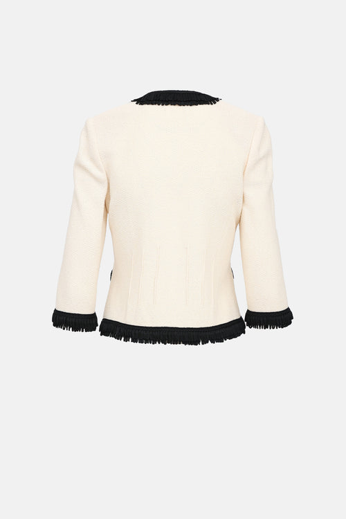 St. John Wool Fringe Trim Blazer