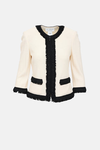 St. John Wool Fringe Trim Blazer