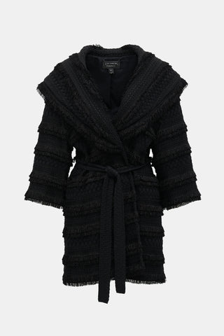 St. John Knit Jacquard Fringe Jacket
