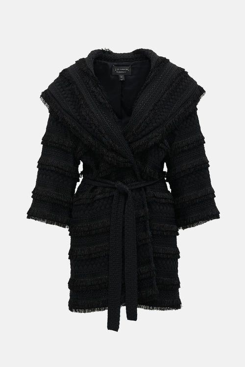 St. John Knit Jacquard Fringe Jacket