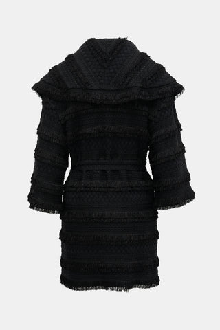 St. John Knit Jacquard Fringe Jacket