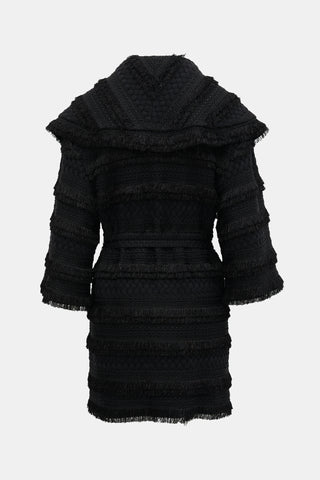 St. John Knit Jacquard Fringe Jacket