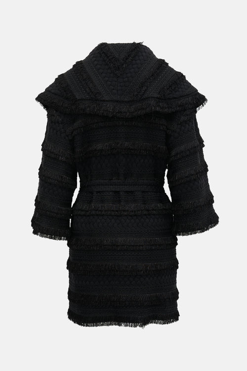 St. John Knit Jacquard Fringe Jacket