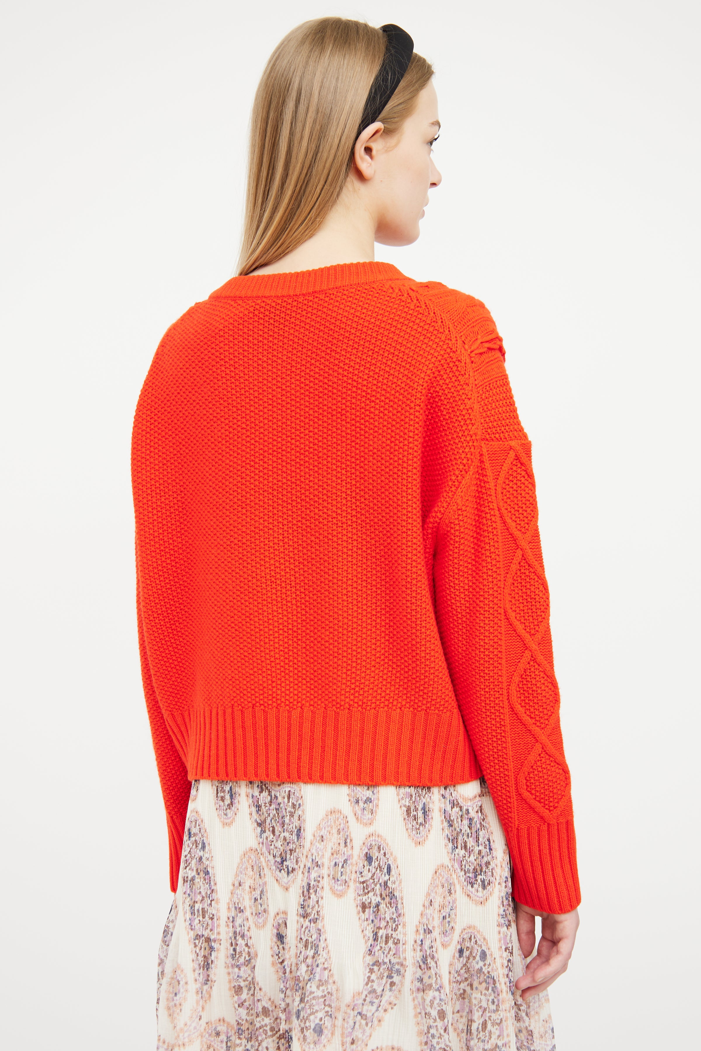 Red Wool & Cashmere Cable Knit Sweater