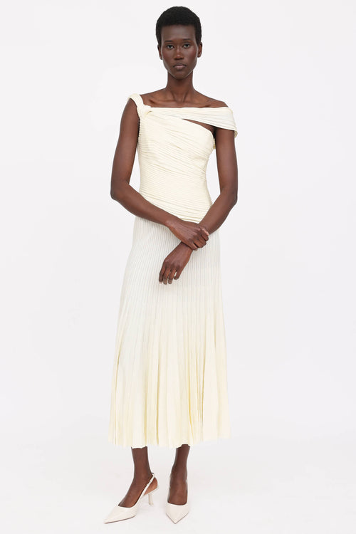 St. John Pleated One Shoulder Dress