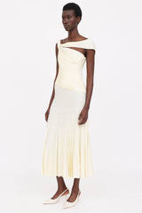 St. John Pleated One Shoulder Dress