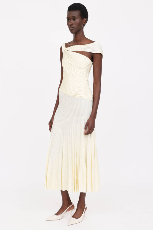 St. John Pleated One Shoulder Dress