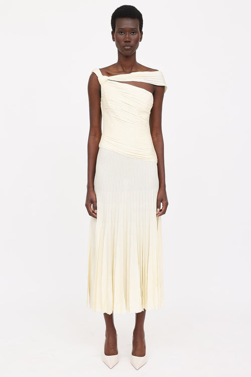 St. John Pleated One Shoulder Dress