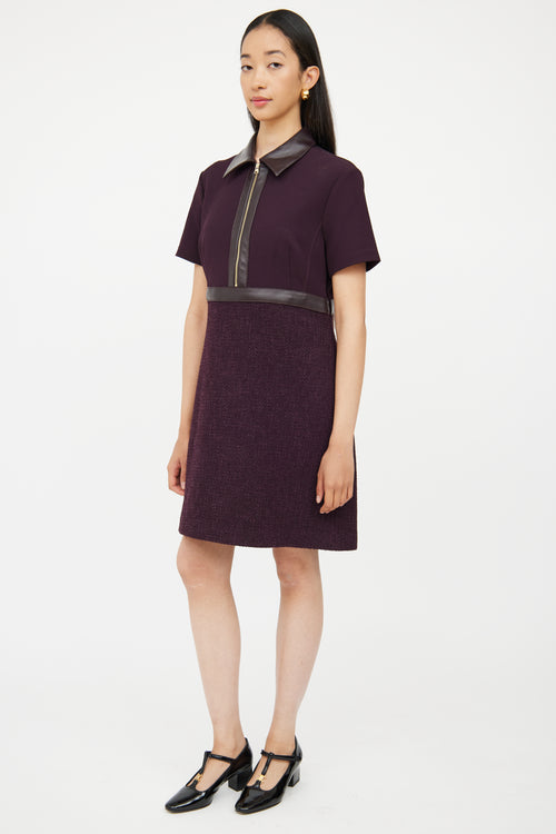 St. John Burgundy Half Zip Dress