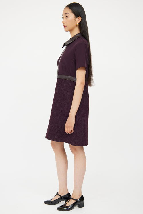 St. John Burgundy Half Zip Dress