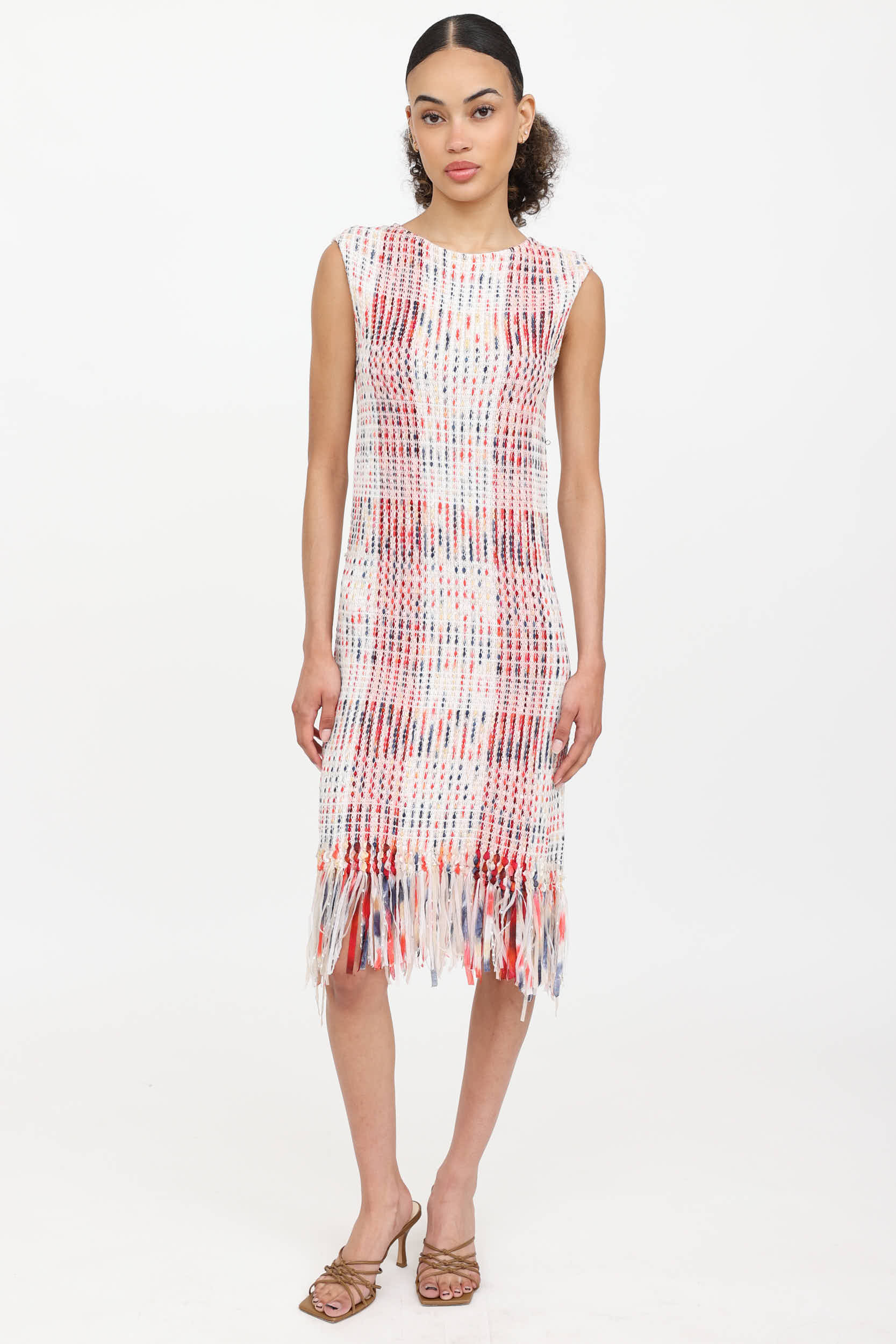 st john midi dress St. John Mixed Rib Knit 3/4-Sleeve Midi Sweater Dress