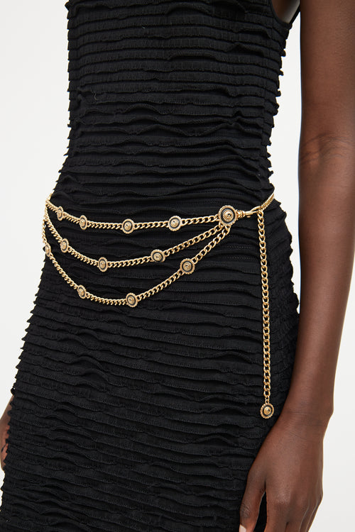 Gold & Black Enamel Chain Belt