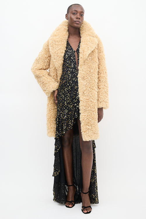 Stand Studio Beige Faux Fur Camille Cocoon Coat