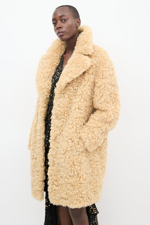 Stand Studio Beige Faux Fur Camille Cocoon Coat