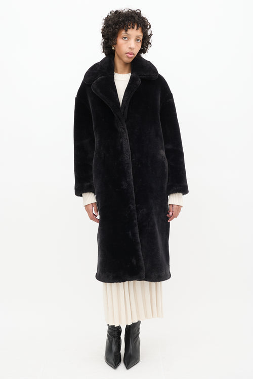 Stand Studio Black Faux Fur Camilla Coat