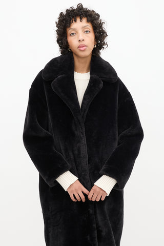 Stand Studio Black Faux Fur Camilla Coat